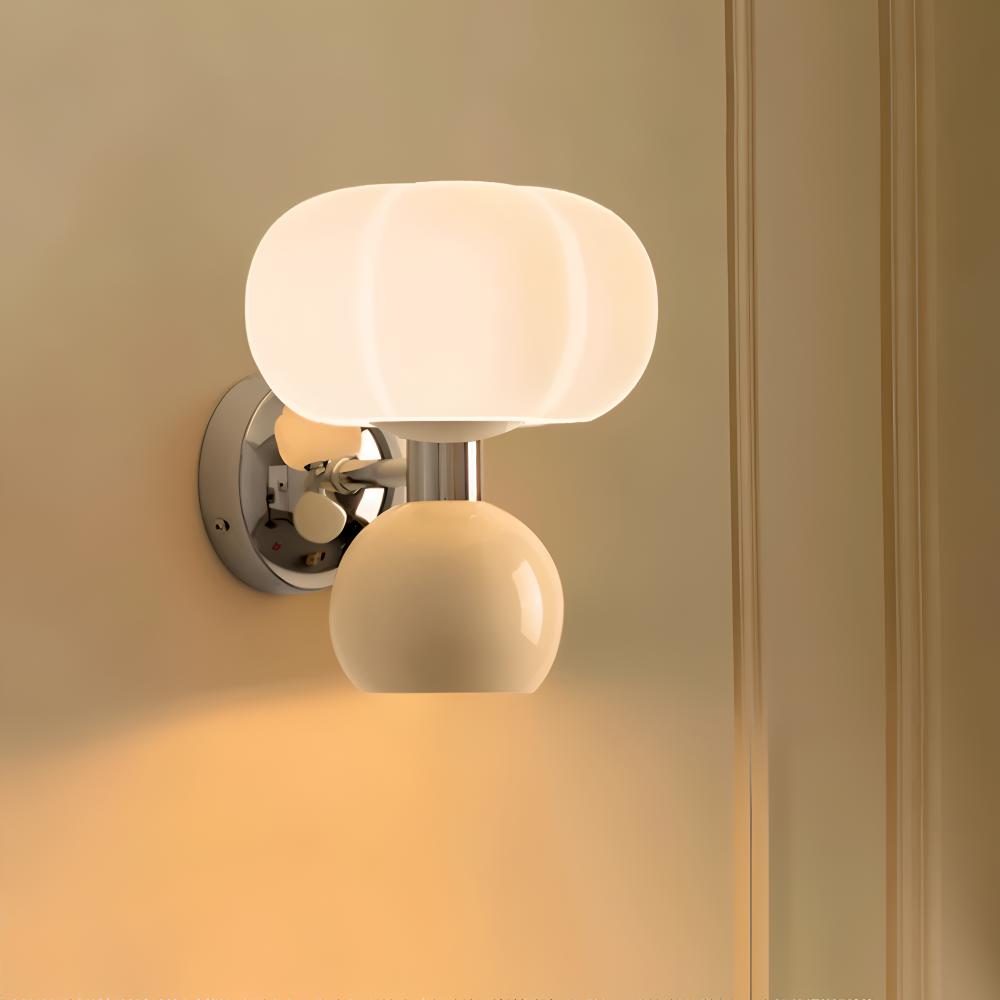 Pumpk Vägglampa - Krämig Pumpa Vägglampa - Vägglampdesign för Sovrum - Minimalistiska LED Vägglampor