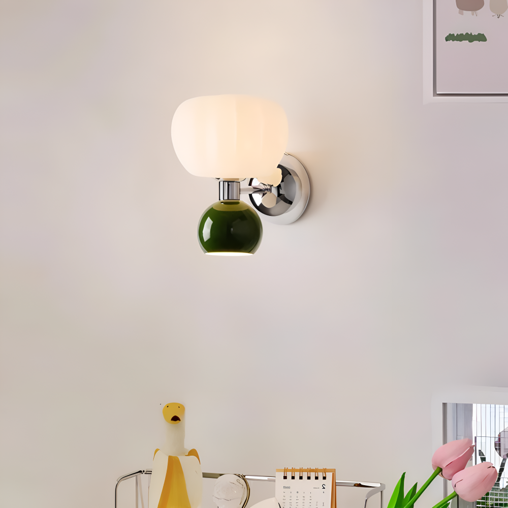 Pumpk Vägglampa - Krämig Pumpa Vägglampa - Vägglampdesign för Sovrum - Minimalistiska LED Vägglampor