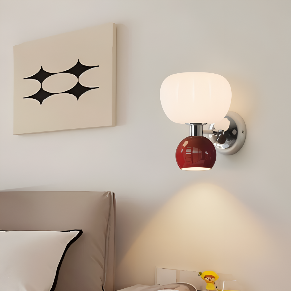 Pumpk Vägglampa - Krämig Pumpa Vägglampa - Vägglampdesign för Sovrum - Minimalistiska LED Vägglampor