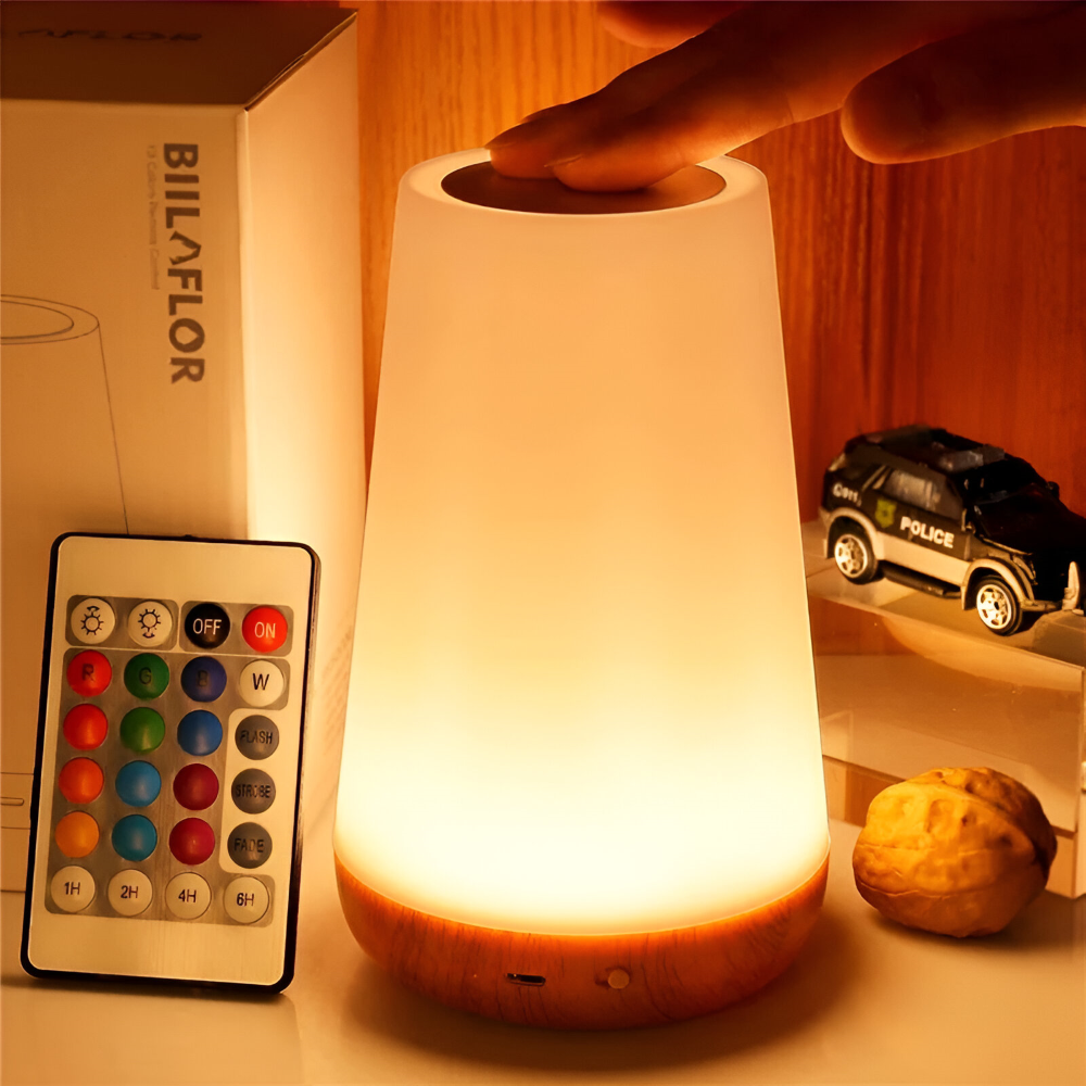 Uppladdningsbar RGB LED Bordslampa med Fjärrkontroll - 13 Färger Växlande Trådlös Bordslampa