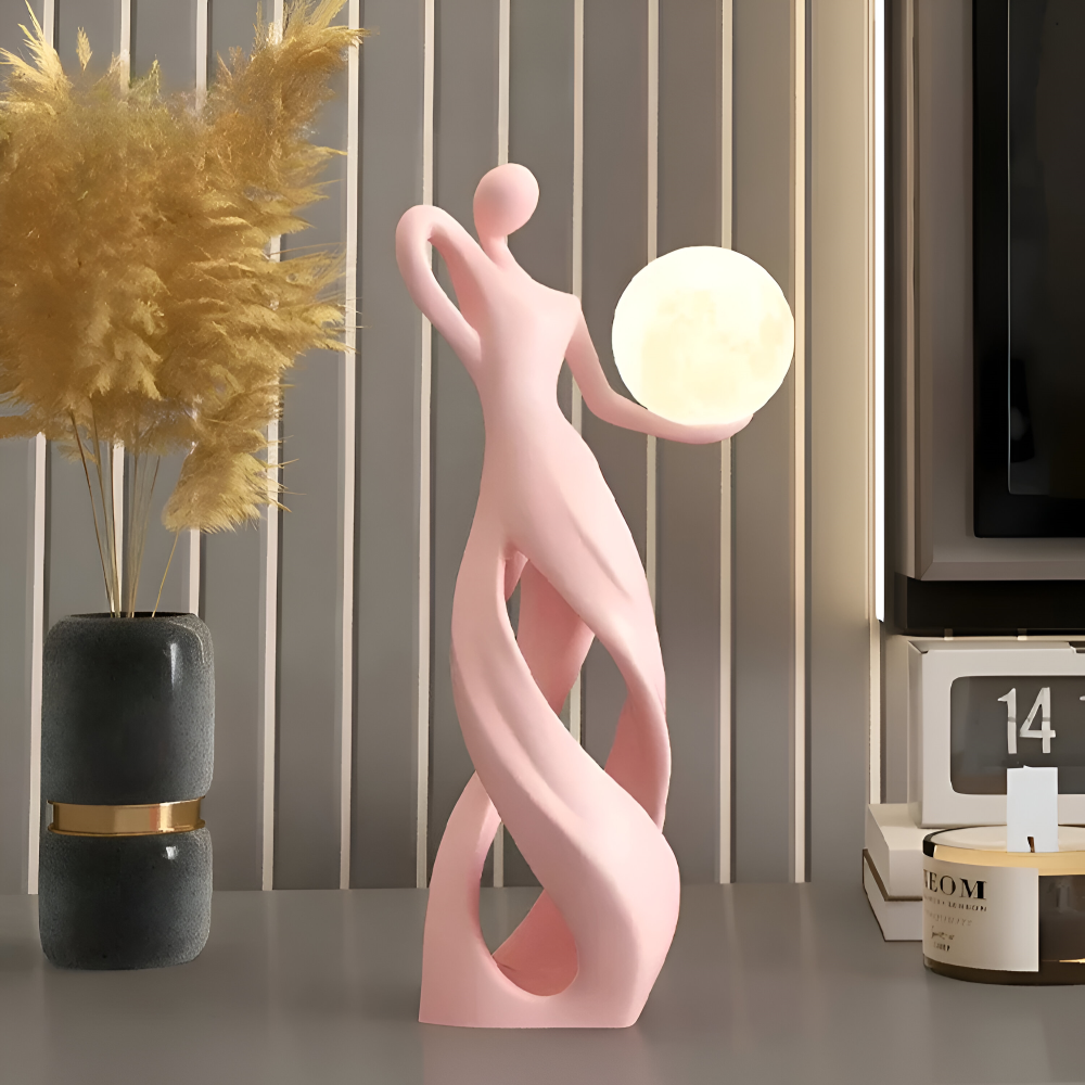 Resin Abstrakta Flicka Dekorativa Figurer - Belyst Harzskulptur för Stilfull Inredning och Bordaccent