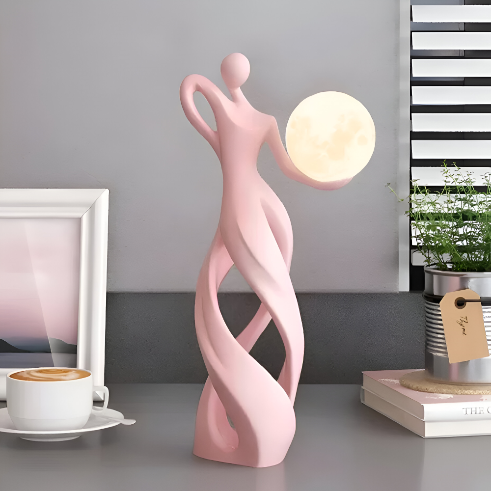 Resin Abstrakta Flicka Dekorativa Figurer - Belyst Harzskulptur för Stilfull Inredning och Bordaccent