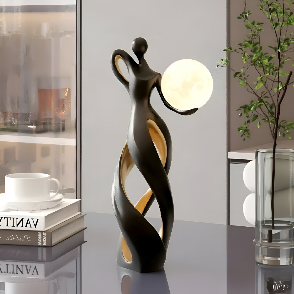 Resin Abstrakta Flicka Dekorativa Figurer - Belyst Harzskulptur för Stilfull Inredning och Bordaccent
