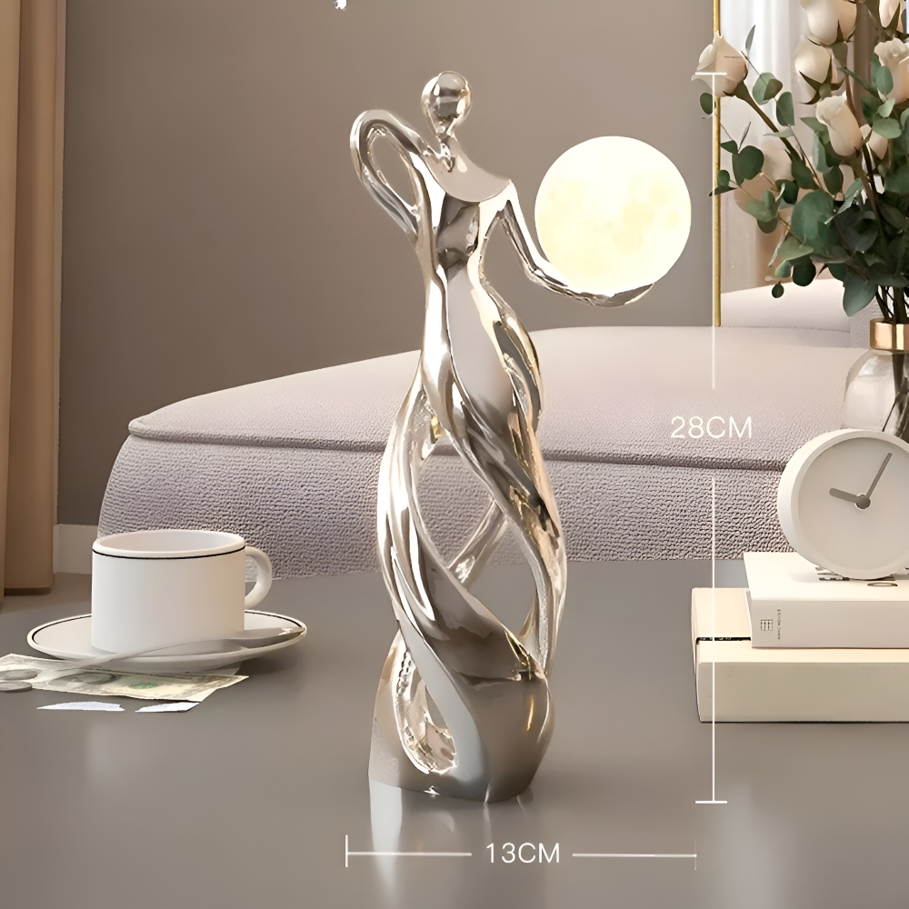 Resin Abstrakta Flicka Dekorativa Figurer - Belyst Harzskulptur för Stilfull Inredning och Bordaccent