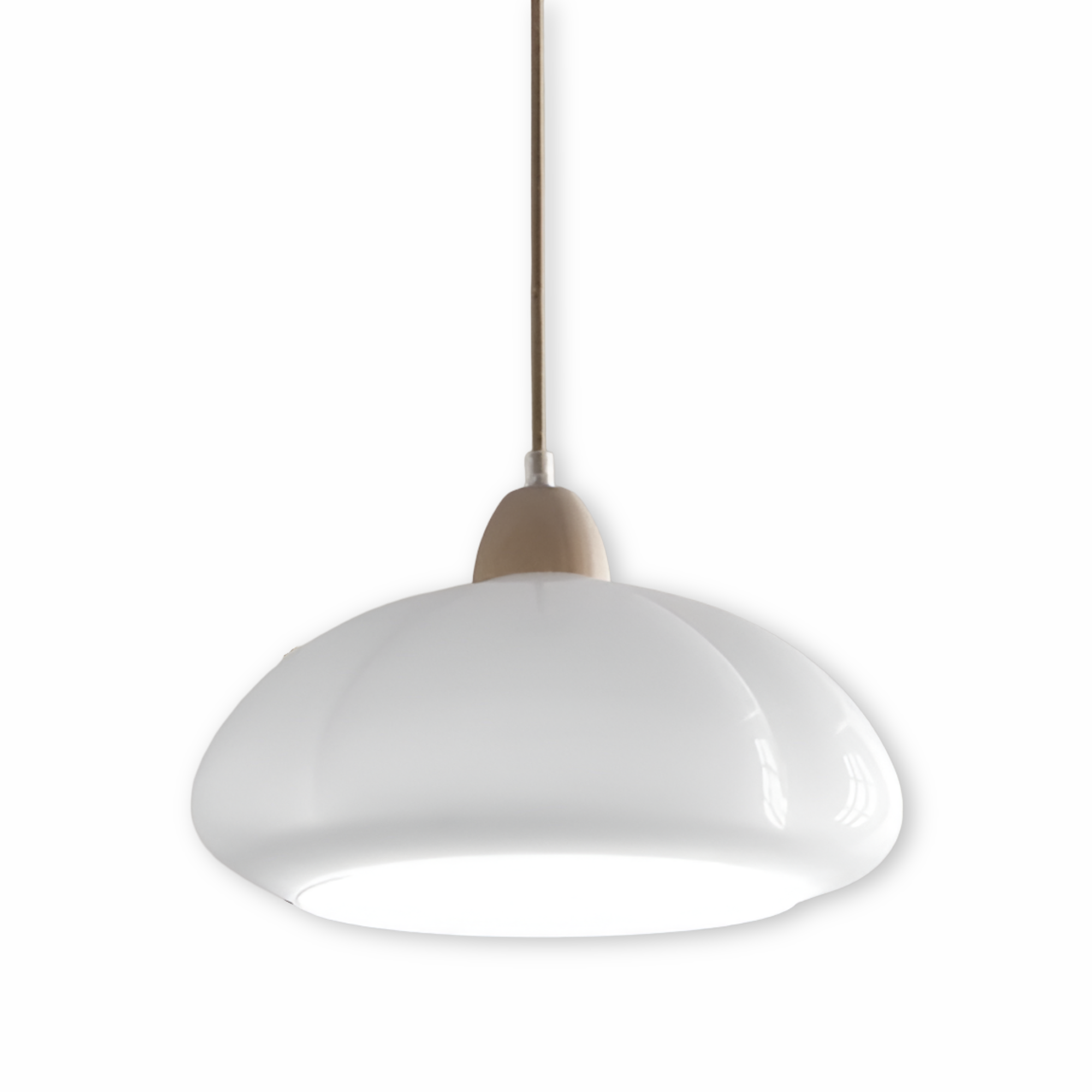 Pendellampa i retrostil - Pumpkin-inspirerad pendellampa i nordiskt glas och trä