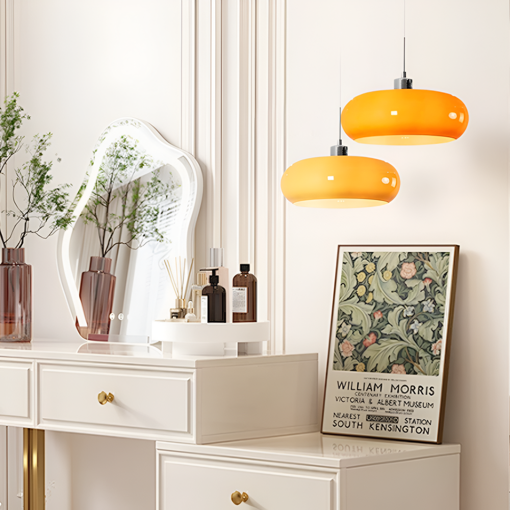 Retro Minimalistisk Bauhaus Glas Pendellampa - Modern Cirkelformad Hänglampa