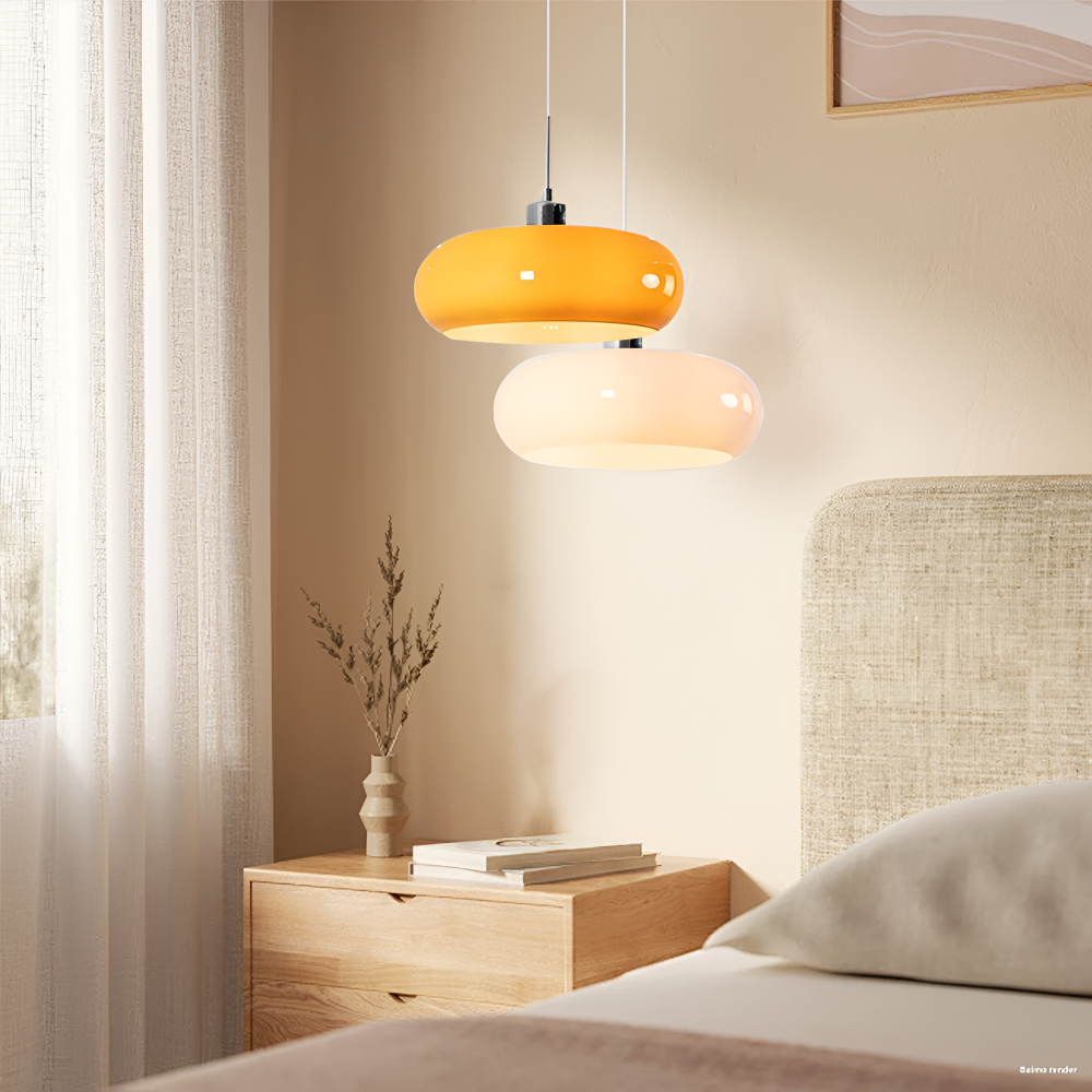 Retro Minimalistisk Bauhaus Glas Pendellampa - Modern Cirkelformad Hänglampa