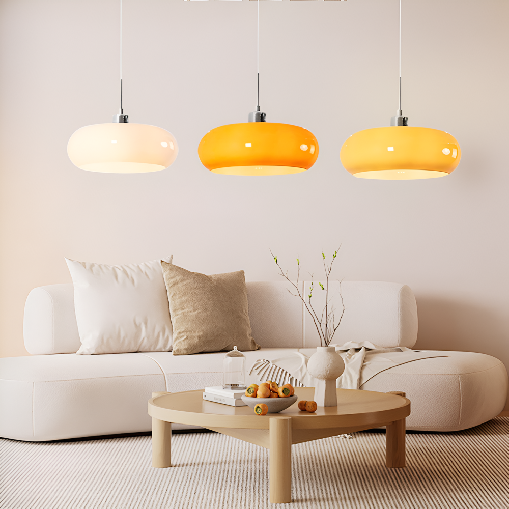 Retro Minimalistisk Bauhaus Glas Pendellampa - Modern Cirkelformad Hänglampa