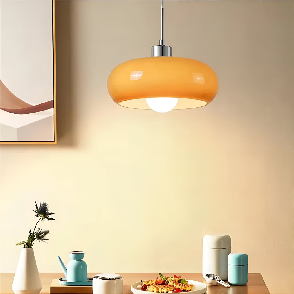 Retro Minimalistisk Bauhaus Glas Pendellampa - Modern Cirkelformad Hänglampa