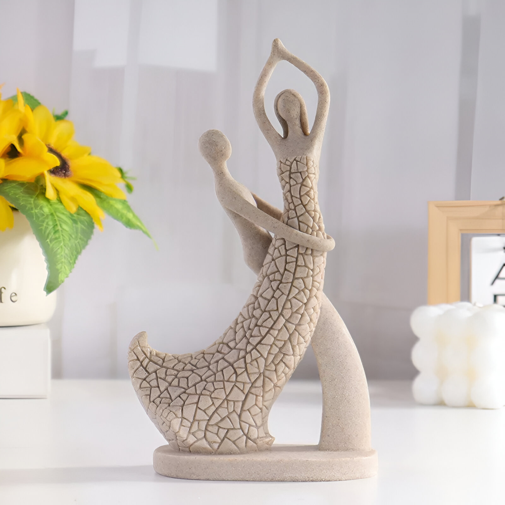Romantiska Sandstenspar Dekor Figurer - Elegant Resin Staty för Heminredning