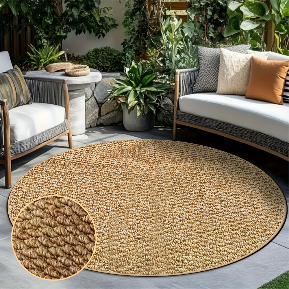 Rund Stickad Polyestermatta - Mjuk Boho-Matta För Sovrum Och Vardagsrum - 800 g/m² - Vanlig, Tvättbar 1