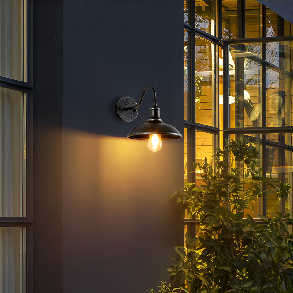 Rustik Järn Vägglampa - Utomhusvägglampa Skål-design för Industriell Belysning