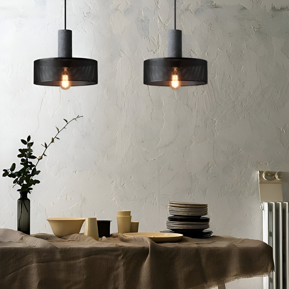 Rustik Pendellampa - Modern Retro Svart Industrilampa - Justerbar Hänglampa