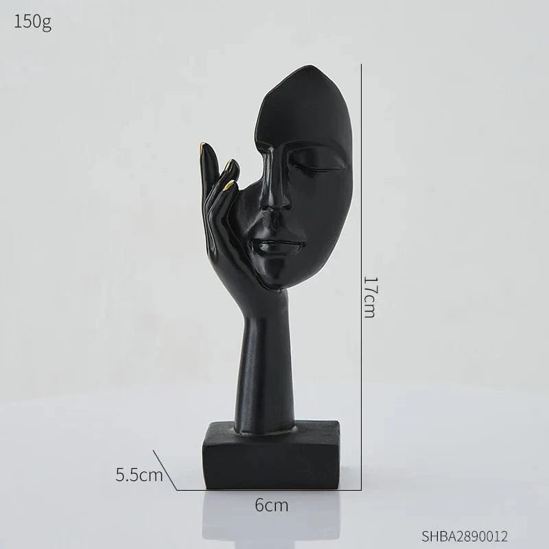Stilren ansiktsskulptur i resin för modern och elegant inredning