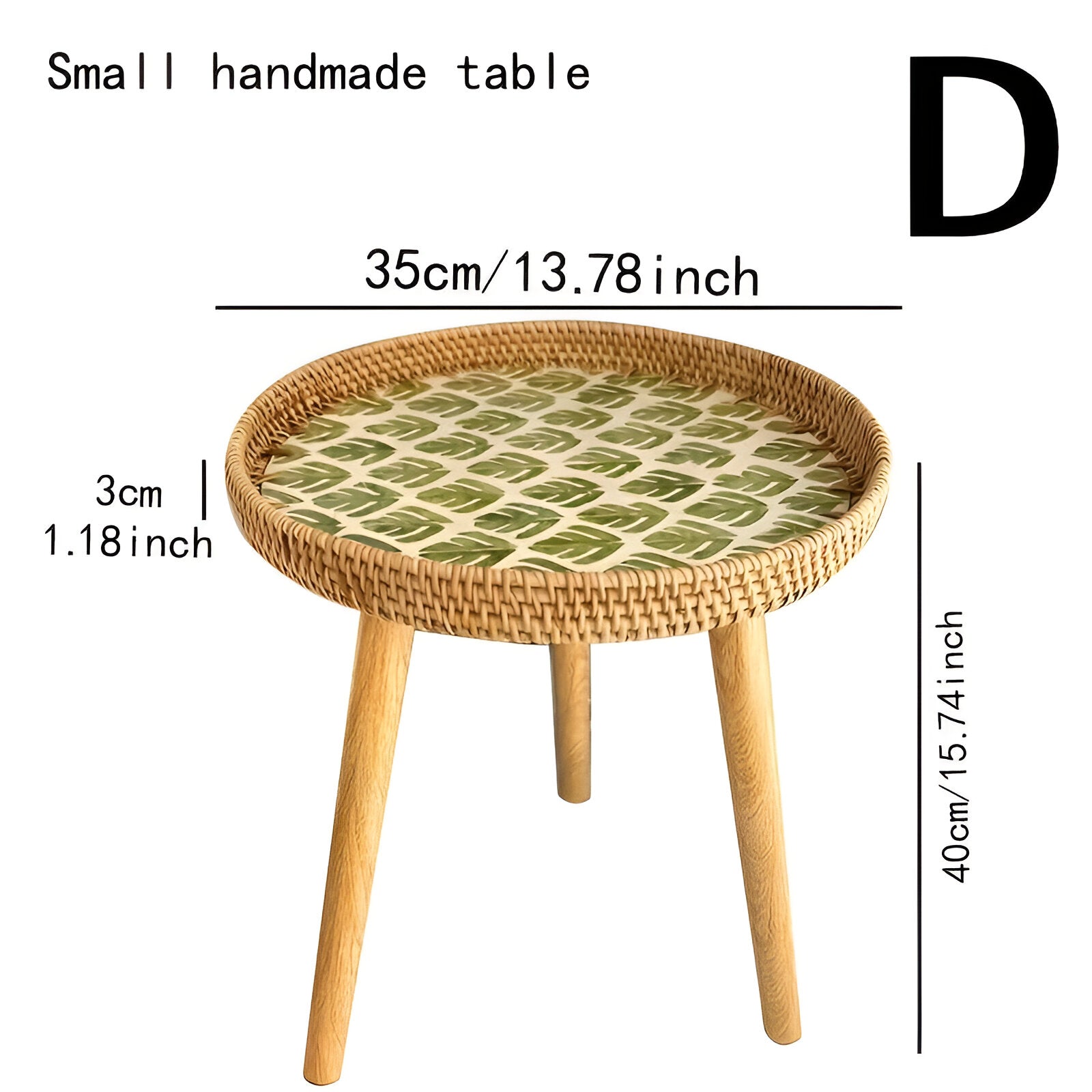 Scandi Soffbord - Handgjort Rattan Soffbord Runt - Soffbord i trä