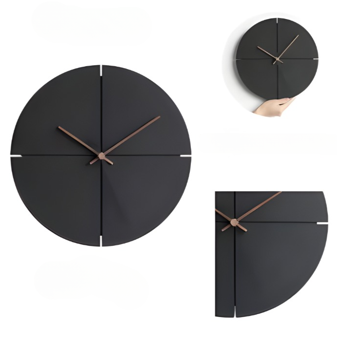Skandinavisk Svart Rund/Kvadratisk Väggklocka för Moderna Interiörer
