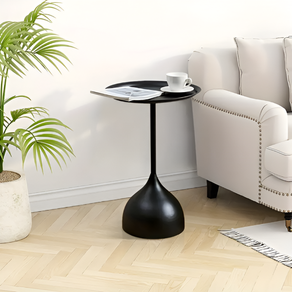 Skandinavisk Rund Metall Sidobord - Modernt Minimalistiskt Design Akzentbord