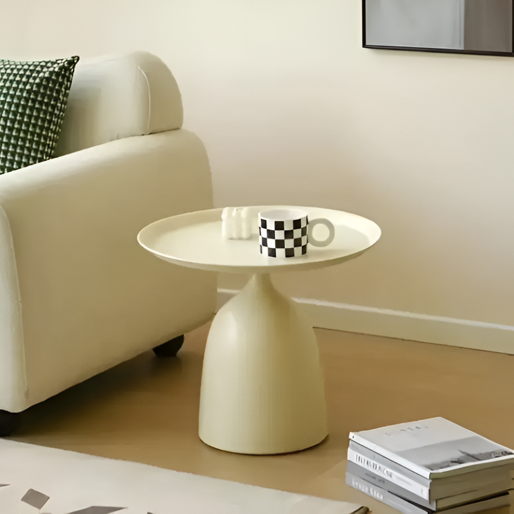 Skandinavisk Rund Metall Sidobord - Modernt Minimalistiskt Design Akzentbord