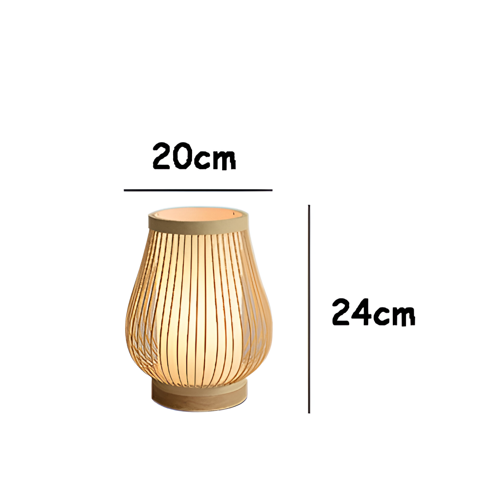 SereniLight Bordslampa - Bambus trä skrivbordslampa i japansk stil