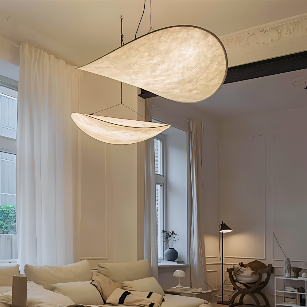 SilkyFab Pendellampa - Handgjord LED Hänglampa av Tyg