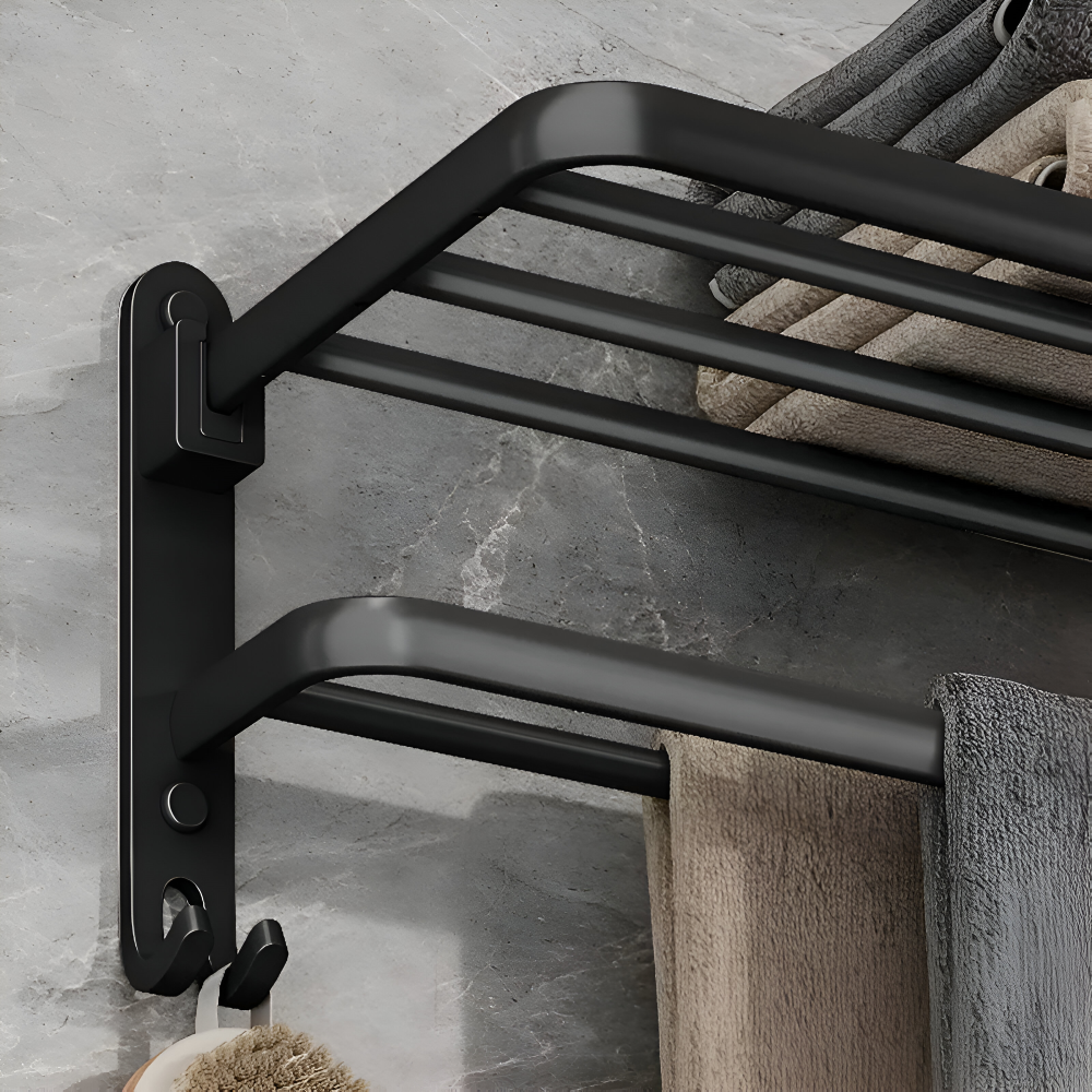 SleekBlack Handdukshållare - Premium Aluminium Handdukshängare med Krok