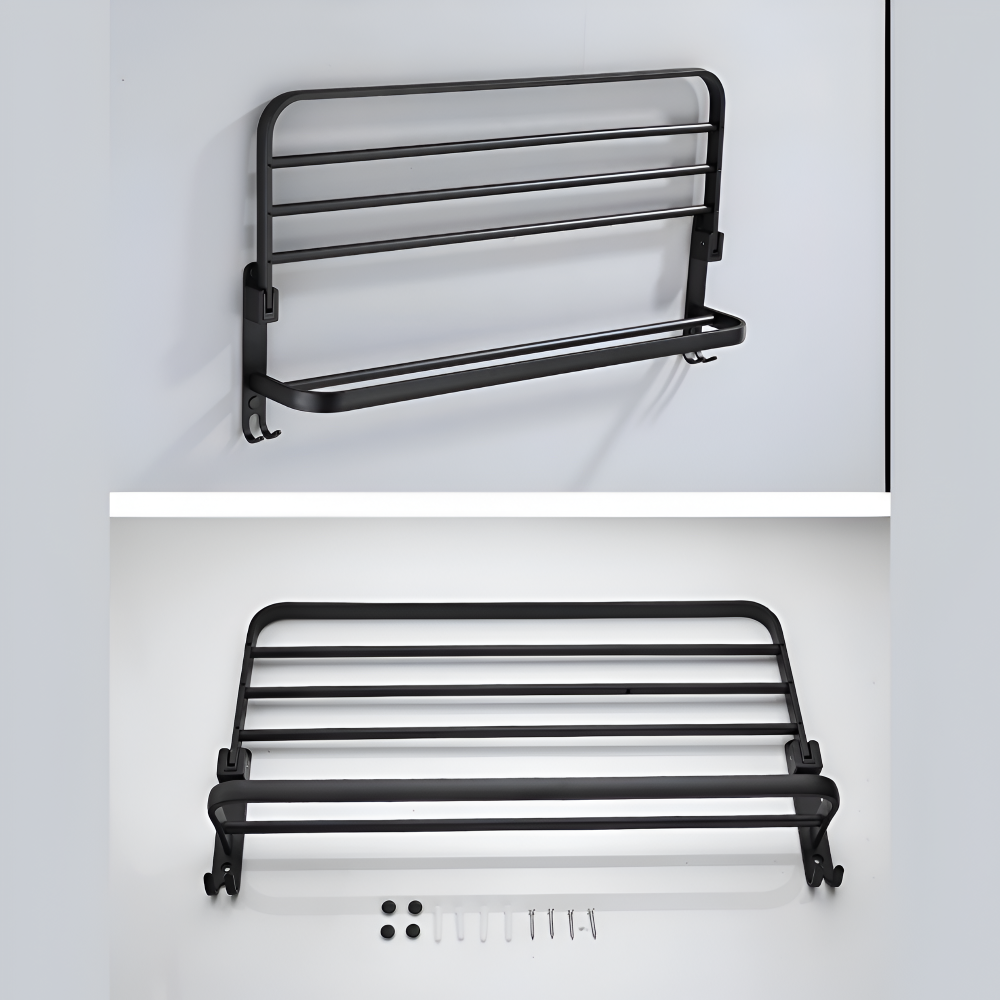 SleekBlack Handdukshållare - Premium Aluminium Handdukshängare med Krok