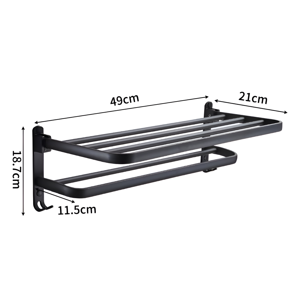 SleekBlack Handdukshållare - Premium Aluminium Handdukshängare med Krok