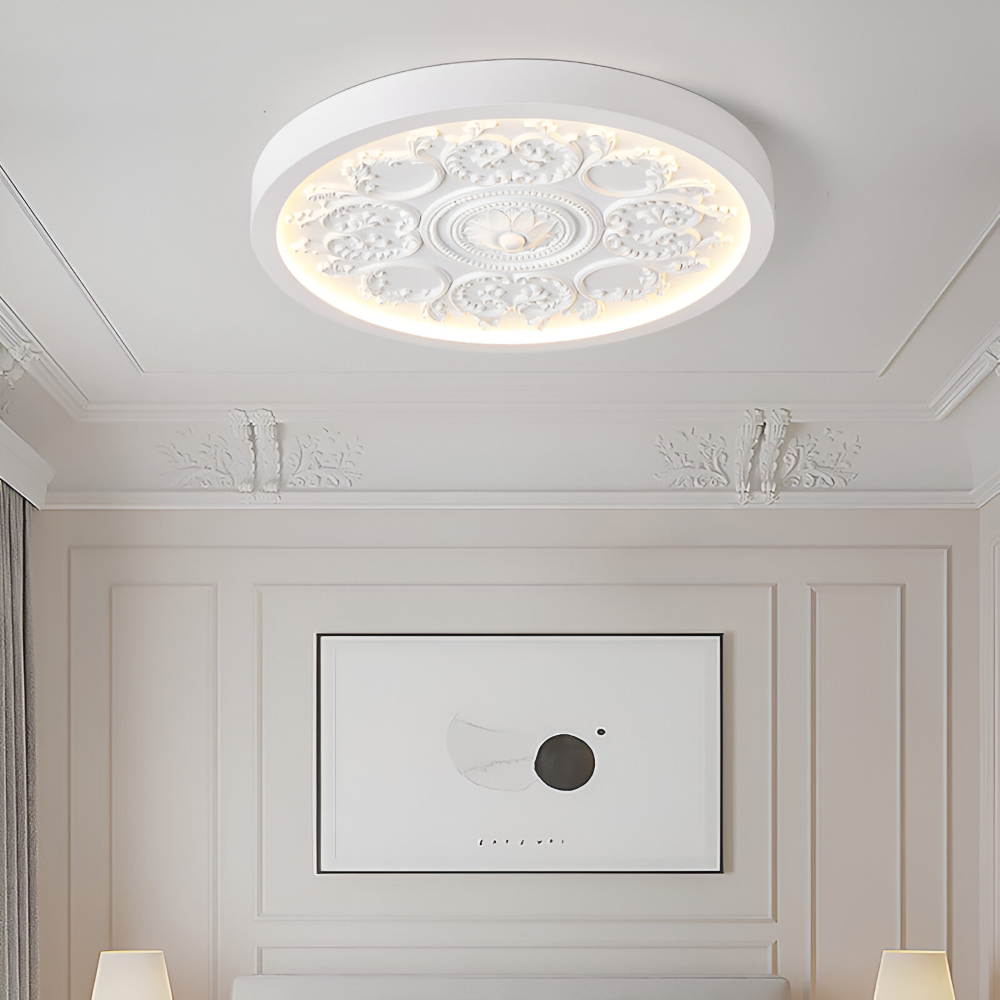 Snygg Snidad Flora LED Taklampa - Taklampa med Minimalistisk Design i Resin för Sovrum