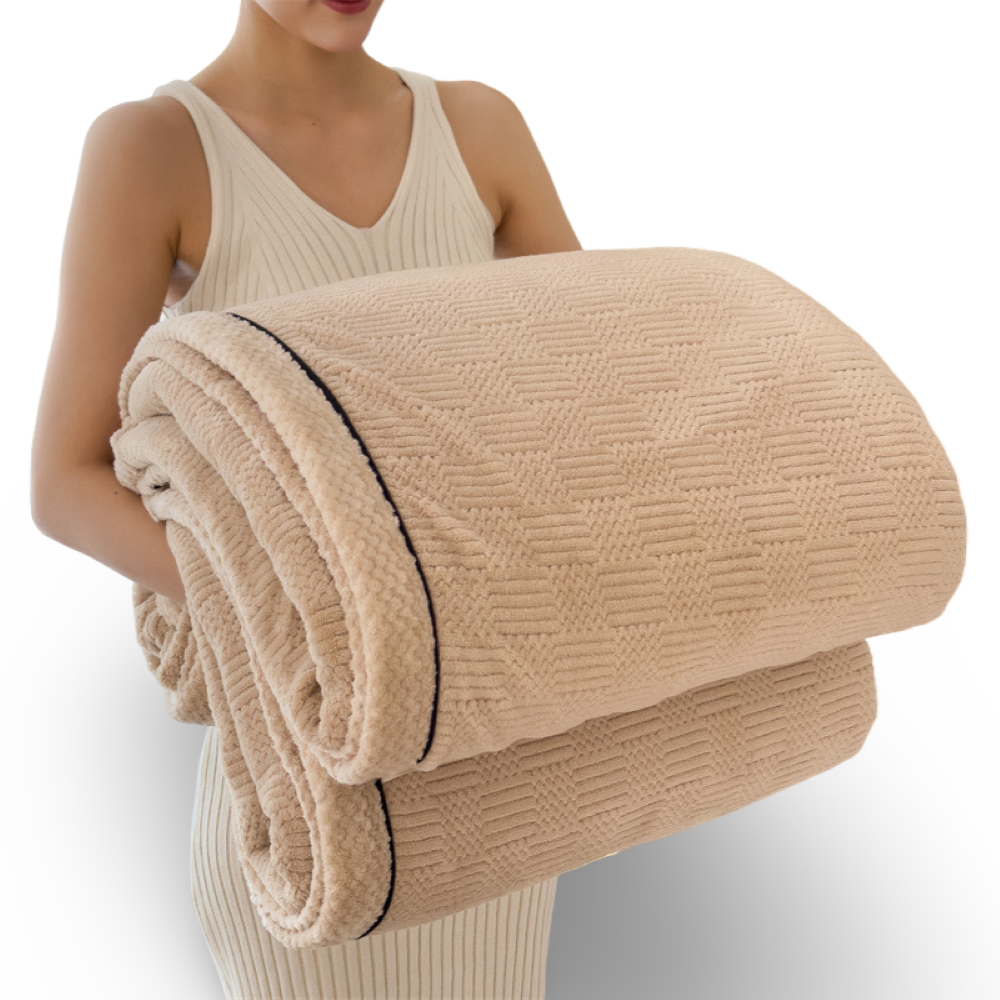 Mjuk Präglad Mysfilt med Elegant Kantdesign - Bekväm, Maskintvättbar Komfort för Heminredning