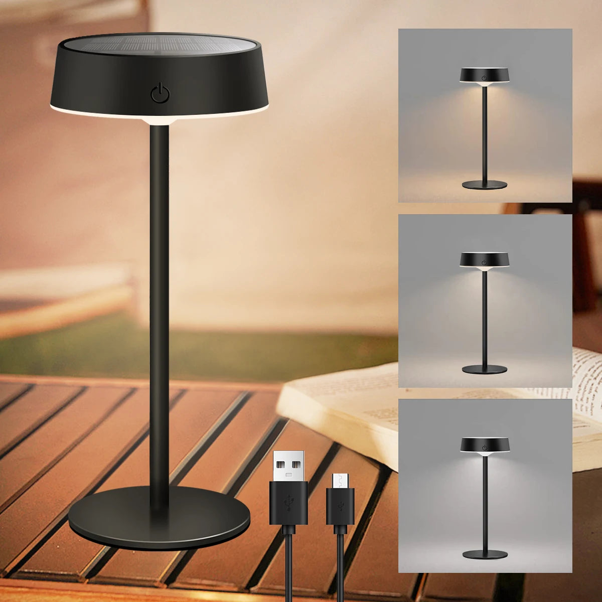 Dimbar solcellslampa som bordslampa för utomhusbruk