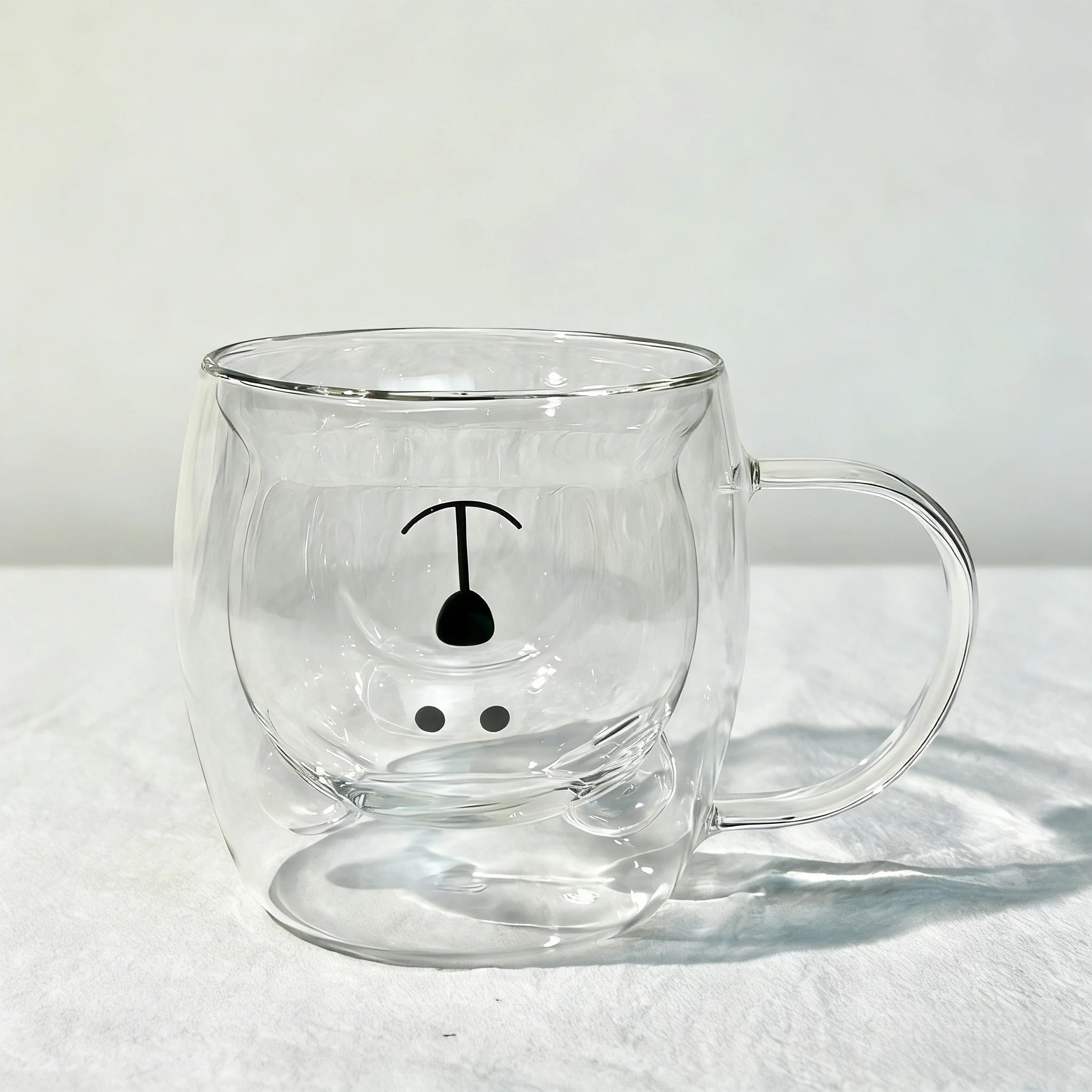 Söt dubbelväggig kaffemugg - borosilikatglas med björnmotiv för iskaffe och mjölkte - 260ml 5