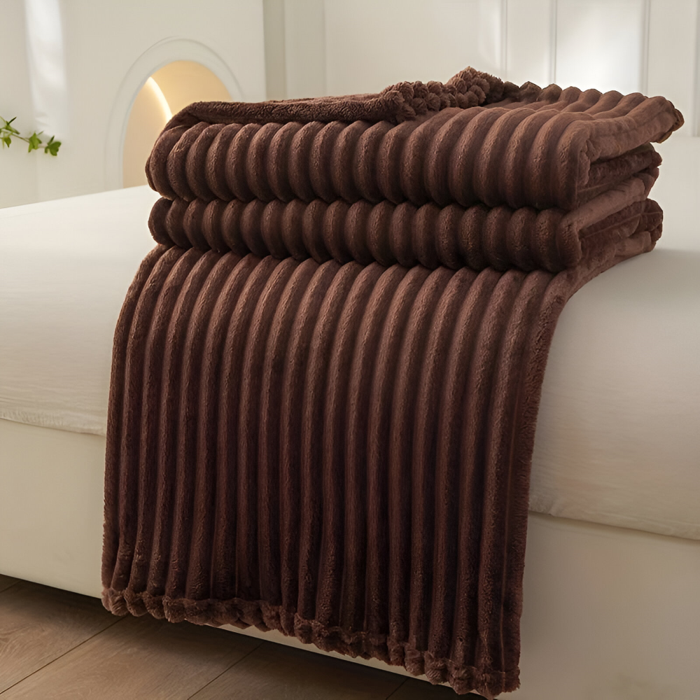 StripyLux Plaid - Mjuk, Andningsaktiv Ribbad Fleecefilt - Tjock Pläd