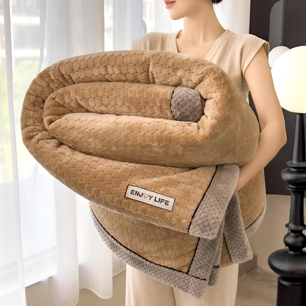 Stilfullt Ultra-mjukt Plysch Mysfilt - Lyxig Helårs Kastfilt - Tjock och Luddig Vintervärme Nödvändighet