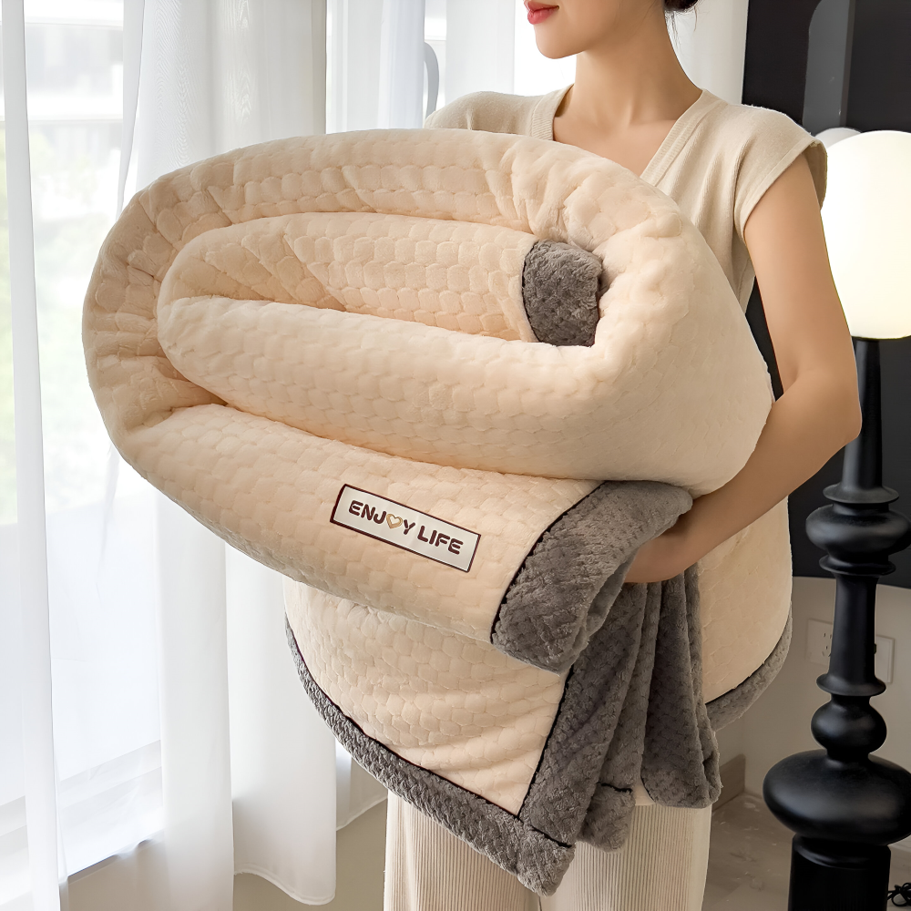 Stilfullt Ultra-mjukt Plysch Mysfilt - Lyxig Helårs Kastfilt - Tjock och Luddig Vintervärme Nödvändighet