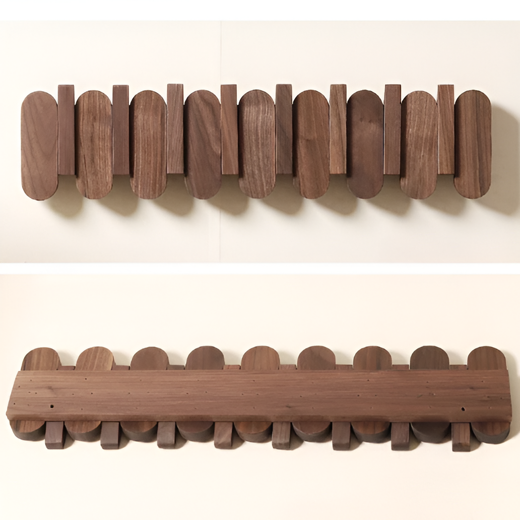 Stilfulla Valnötshyllor för Kläder – Väggmontering för att Organisera Ditt Hem