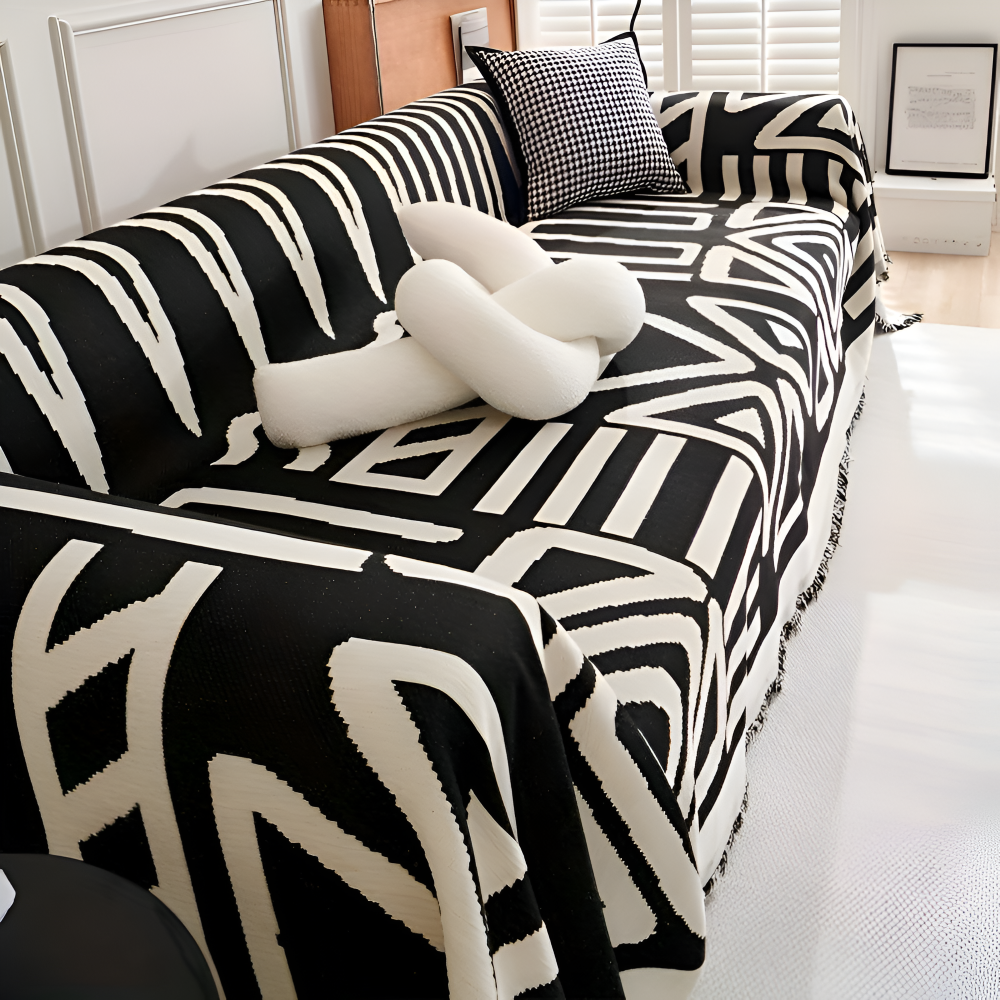TasselBliss Plaid - Högt kvalité Chenille Wurfdecke - Rutschfritt Sofabezug Fleece Blanket