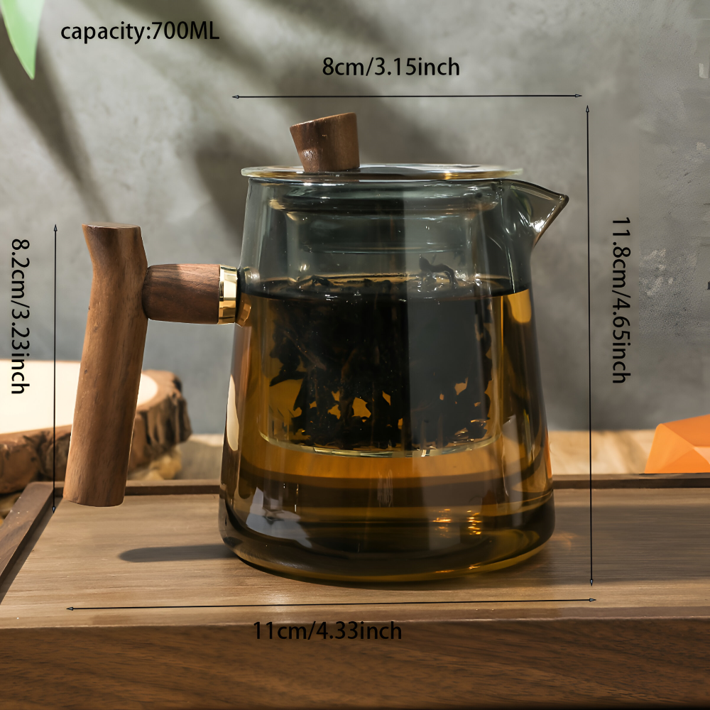 Tekanna I Glas Med Sil Och Trähandtag - Tebryggare, 550ml-850ml 8