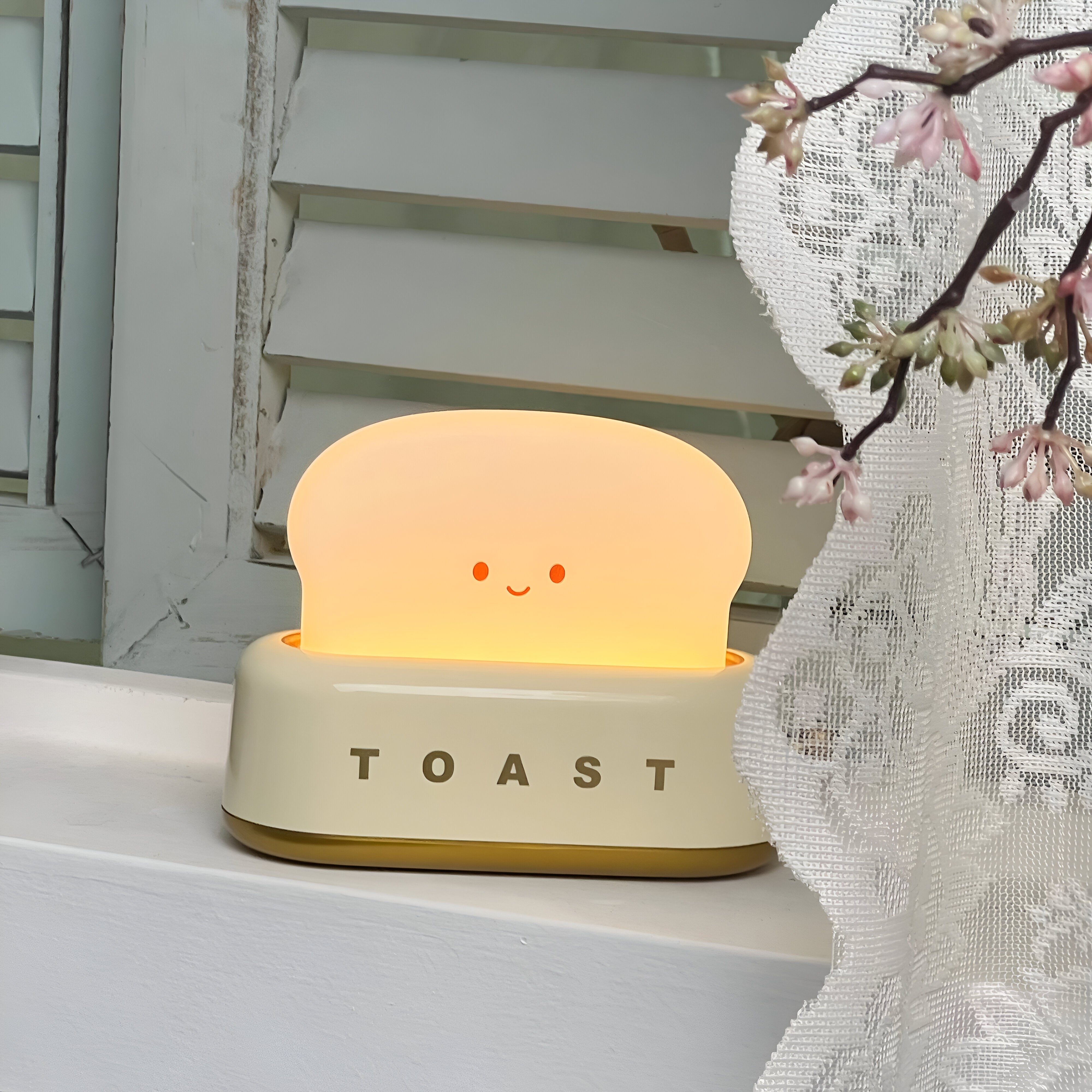 TinyToast Bordslampa - Bärbar Brödrost Nattlampa - Dimbar LED-lampa