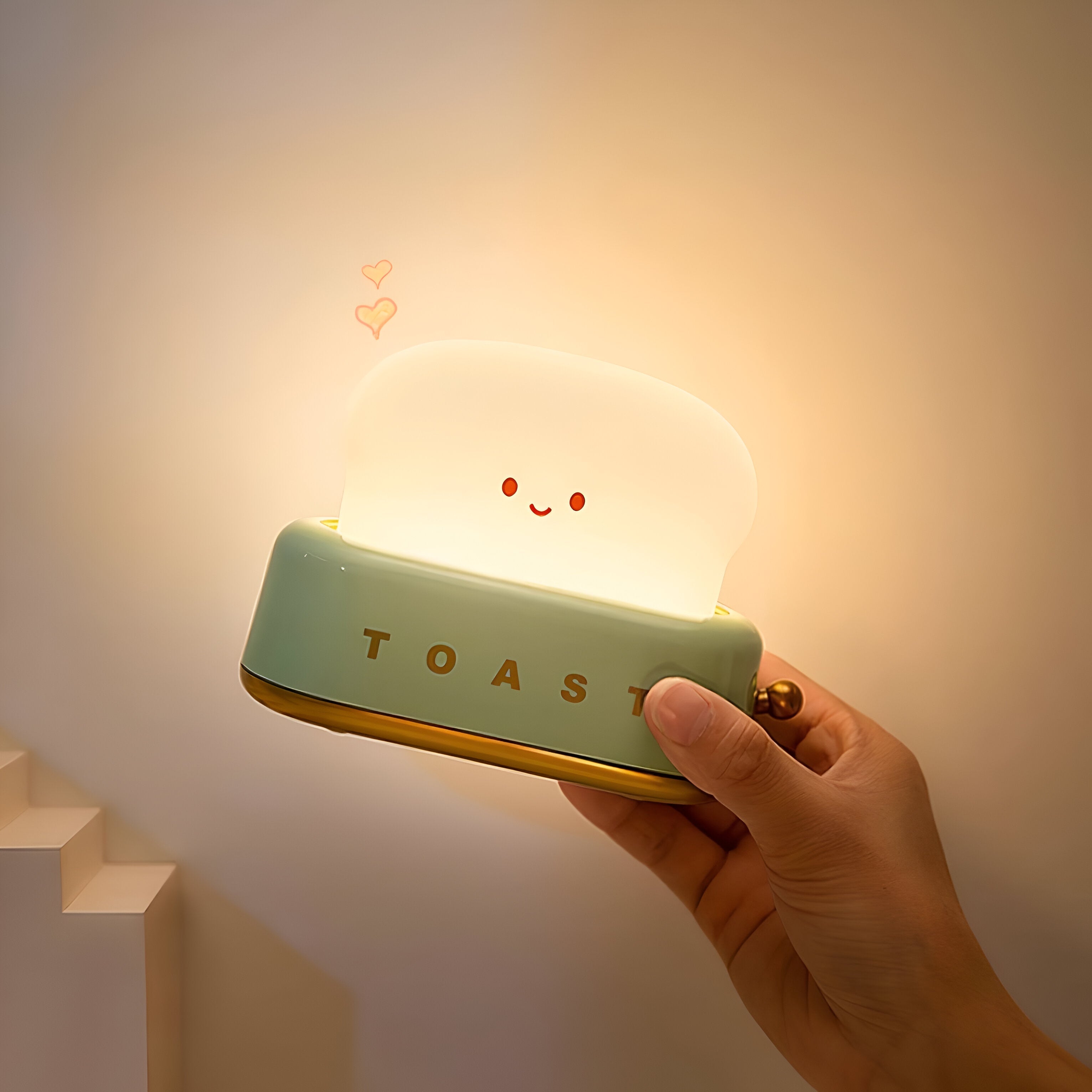 TinyToast Bordslampa - Bärbar Brödrost Nattlampa - Dimbar LED-lampa