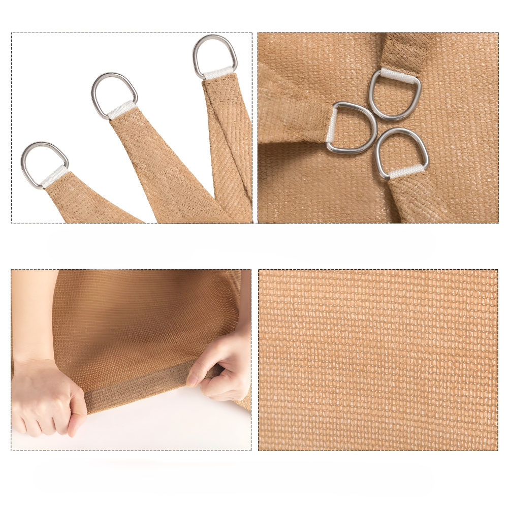 Solsegel Triangulärt HDPE Andningsbart - UV-skydd 50+, 180 g/m² - Creme - För trädgård & terrass