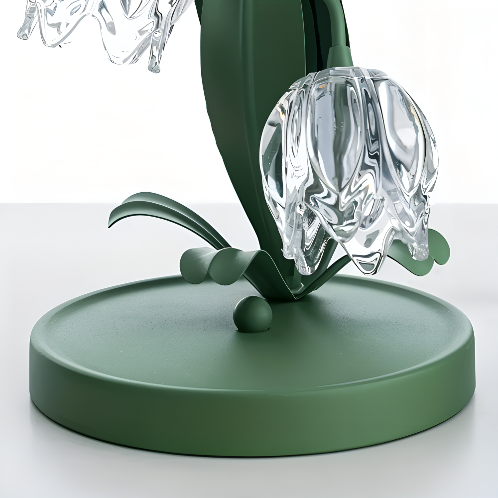 Tulpanlampa - Frostad Glasblomma Bordslampa - Energibesparande USB LED Dekorationsljus