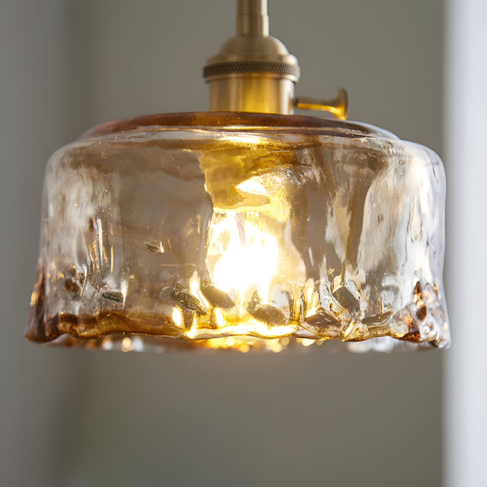 Twist Deco Glas Pendellampa - Antik Mässing Hänglampa för Vintage Känsla