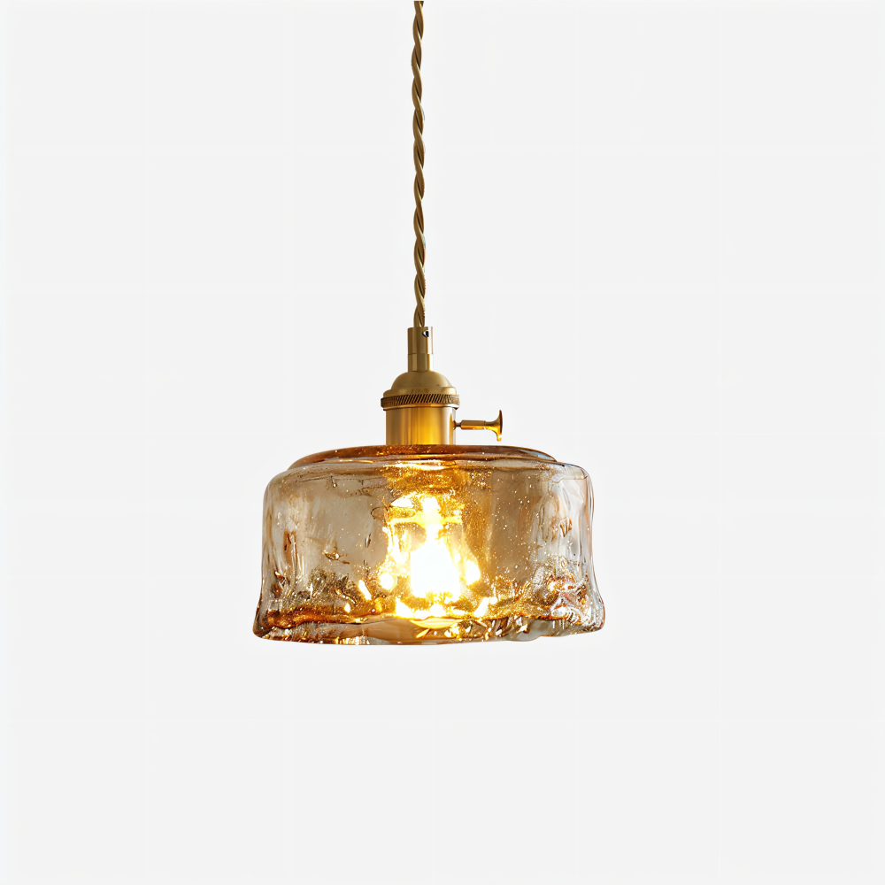 Twist Deco Glas Pendellampa - Antik Mässing Hänglampa för Vintage Känsla