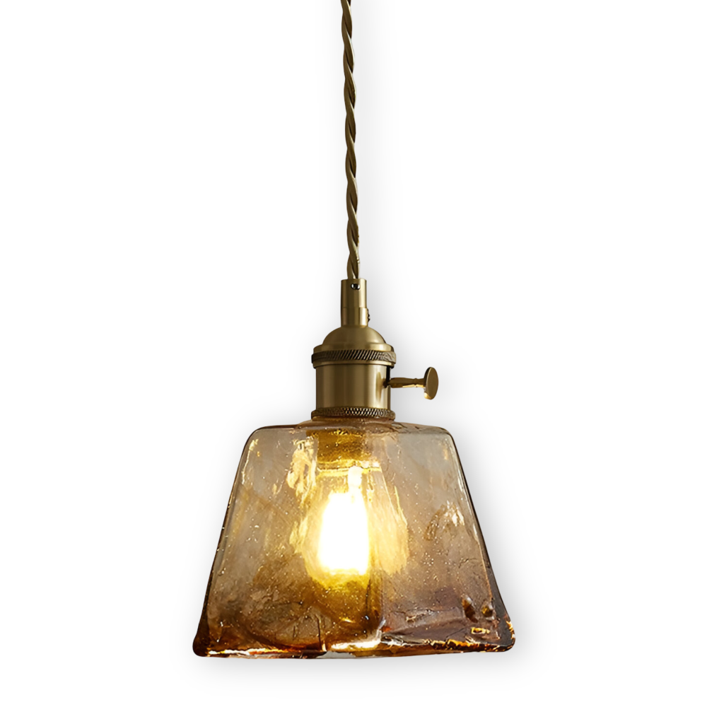 Twist Deco Glas Pendellampa - Antik Mässing Hänglampa för Vintage Känsla