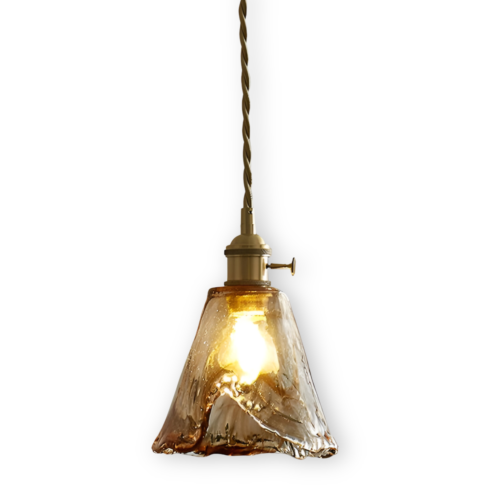 Twist Deco Glas Pendellampa - Antik Mässing Hänglampa för Vintage Känsla