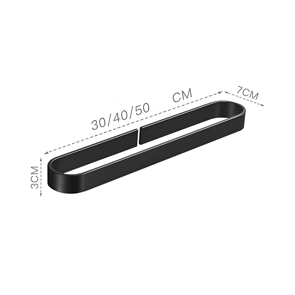 U-Form Handdukshållare - Rostfritt Aluminium, Svart, (30/40/50cm) Handdukstänger