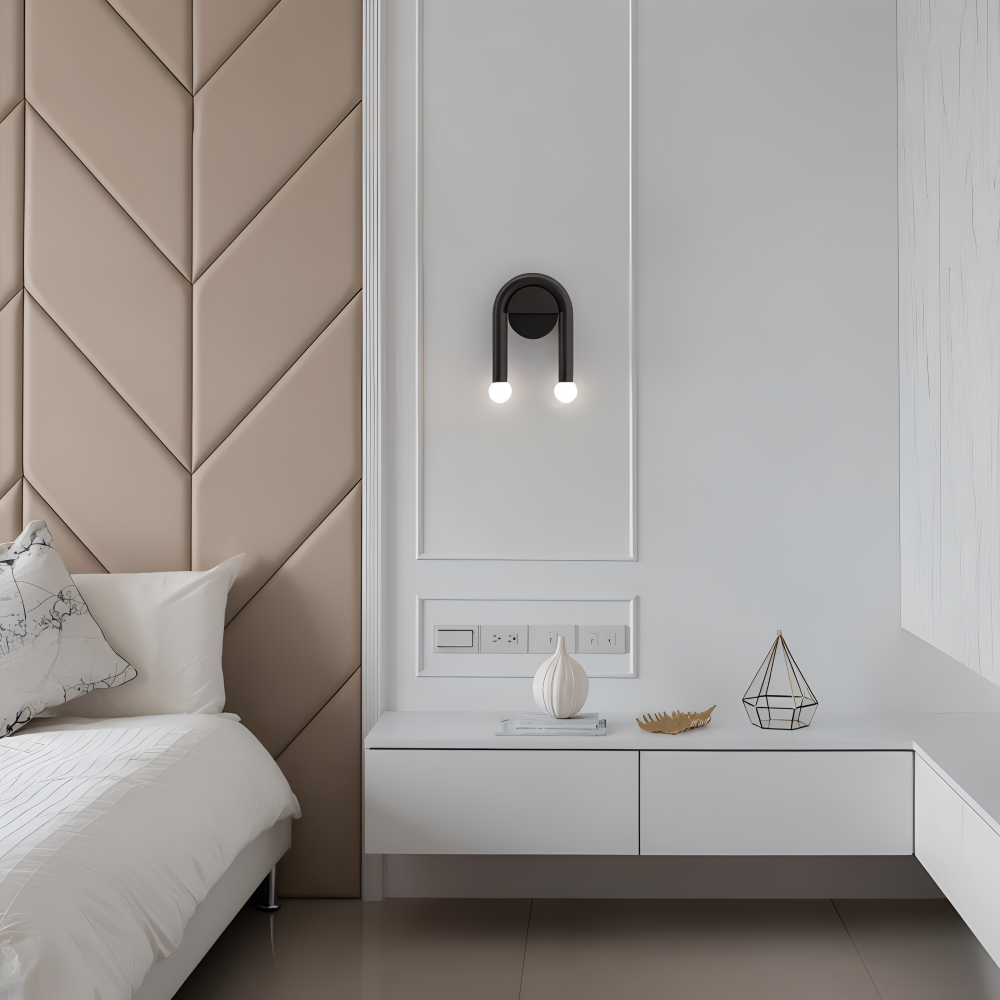 UDrop Vägglampa - Svart Metallbåge Vägglampa - Konstnärlig Vägglampdesign - Dubbel Vägglampa LED