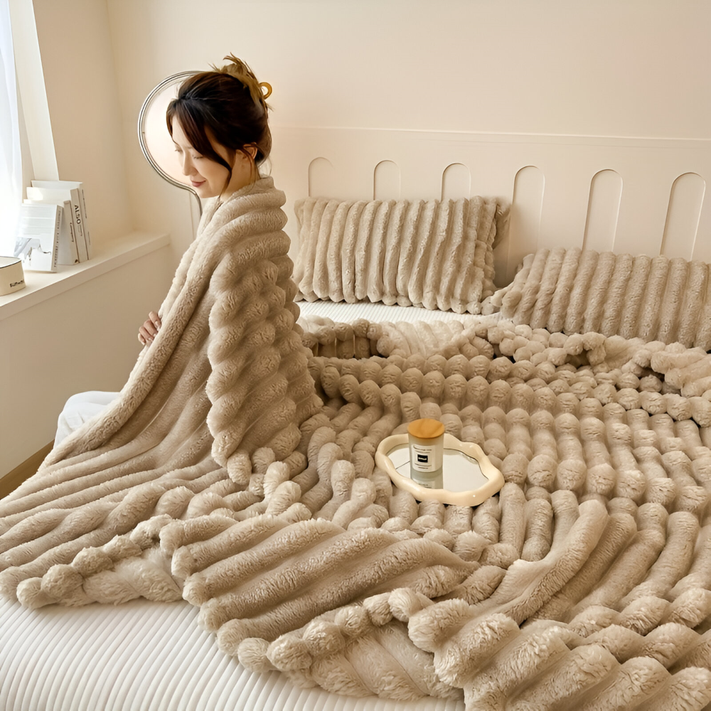 Ultra-mjuk Fleece-Kosheldecke med Elastiska Ränder - Mångsidig filt för Vardagsrum, Sovrum och Resor
