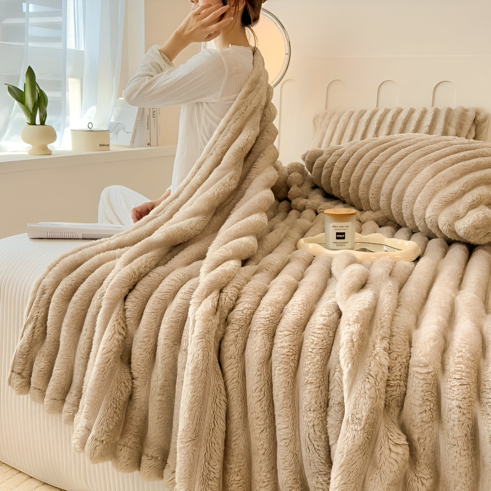 Ultra-mjuk Fleece-Kosheldecke med Elastiska Ränder - Mångsidig filt för Vardagsrum, Sovrum och Resor