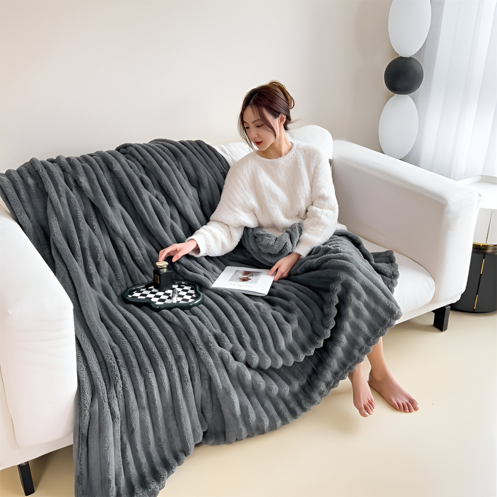 Ultra-mjuk Fleece-Kosheldecke med Elastiska Ränder - Mångsidig filt för Vardagsrum, Sovrum och Resor